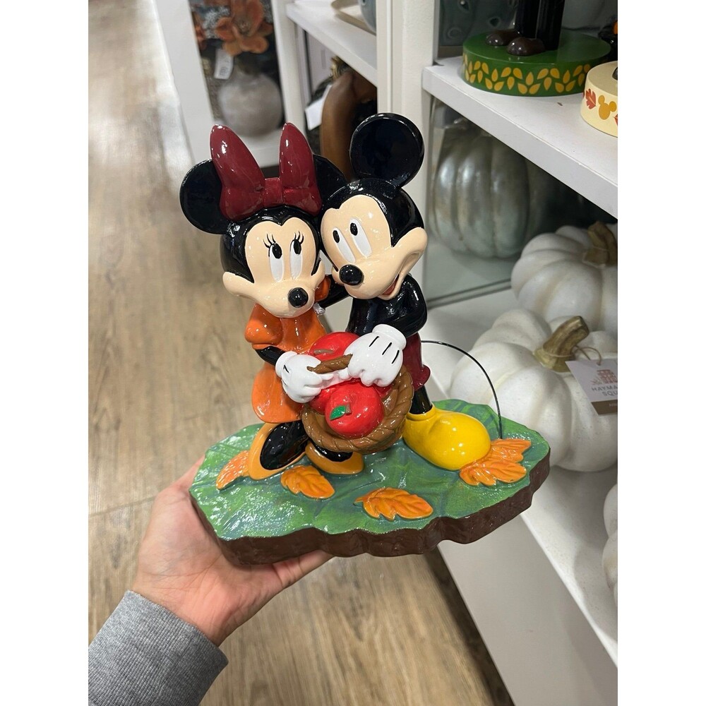 Disney Thanksgiving Fall Mickey Mouse and Minnie Mouse Apple Picking Figurine